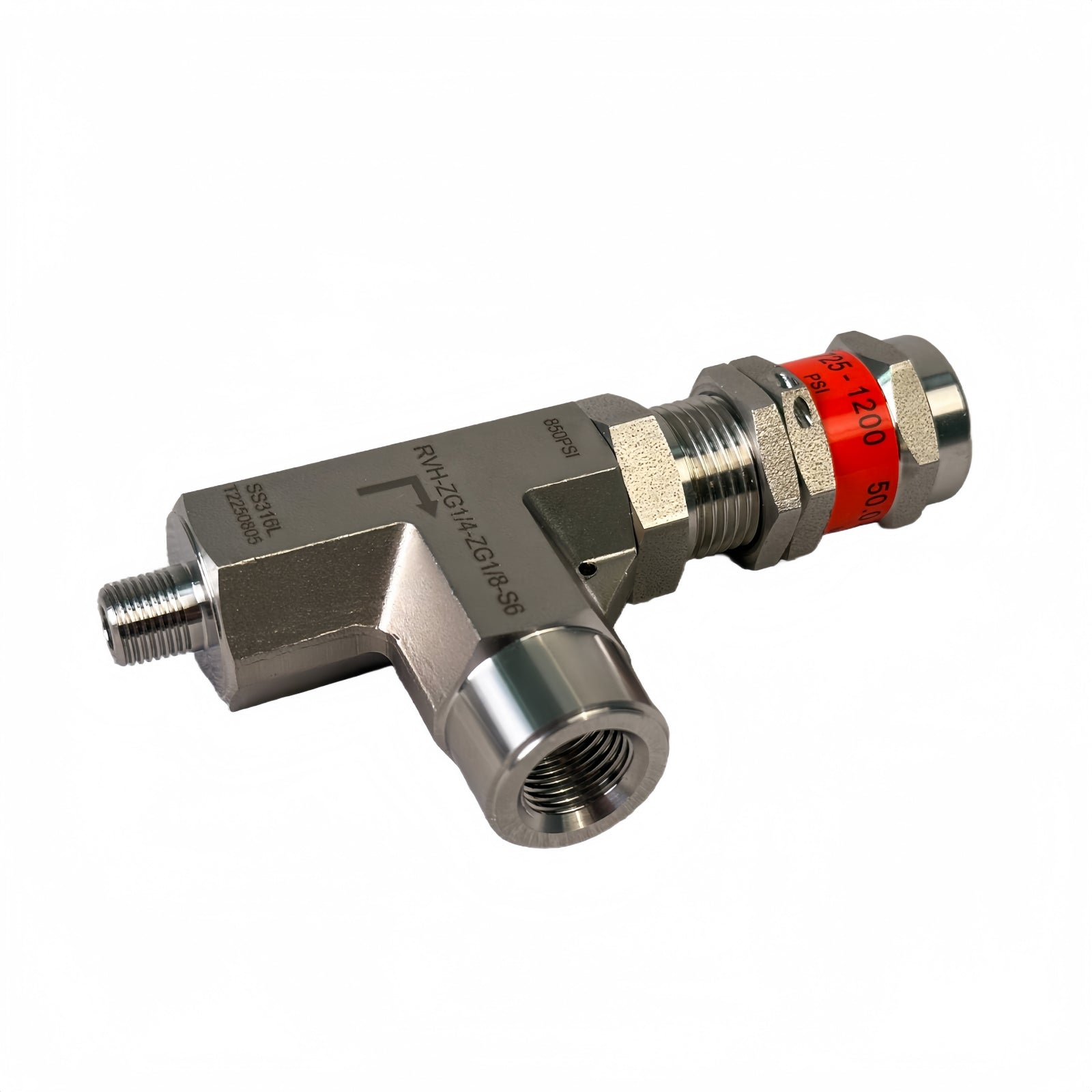 Safety valve (pressure relief valve) for Main pump, SS316L, 850psi, ZG1/8 inch