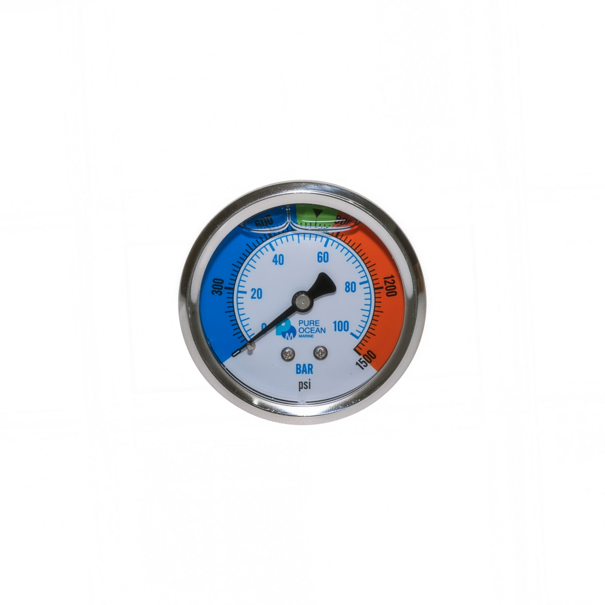 High-pressure Gauge, 0-1500psi, SS316L, BSPT1/4''