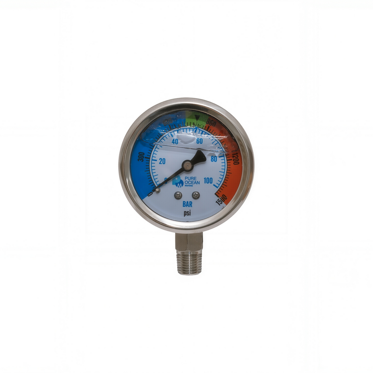 High-pressure Gauge, 0-1500psi, SS316L, BSPT1/4''