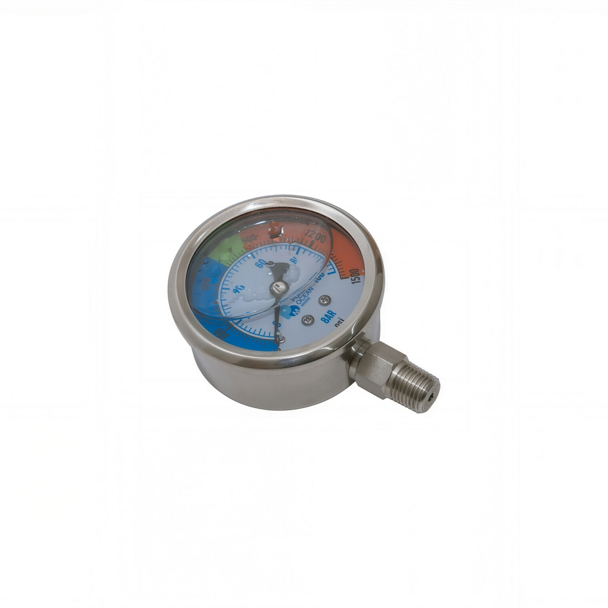 High-pressure Gauge, 0-1500psi, SS316L, BSPT1/4''