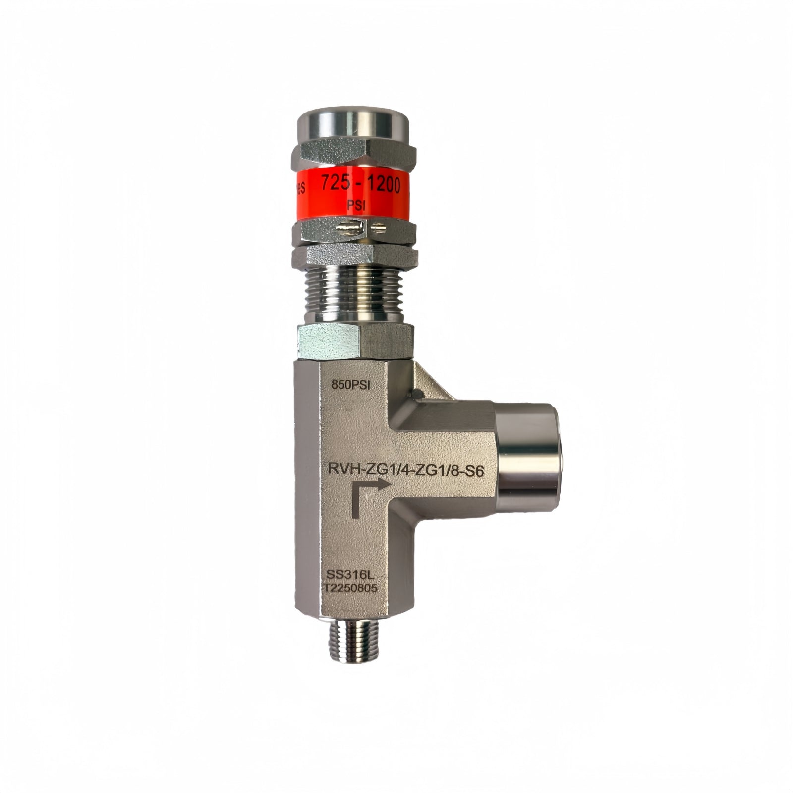 Safety valve (pressure relief valve) for Main pump, SS316L, 850psi, ZG1/8 inch