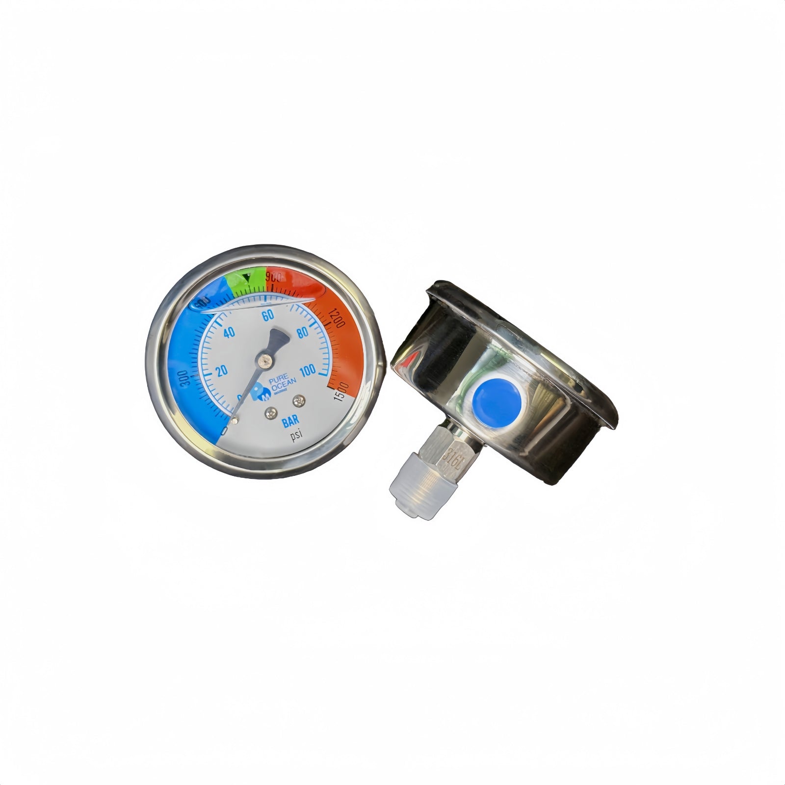 High-pressure Gauge, 0-1500psi, SS316L, ZG1/4''