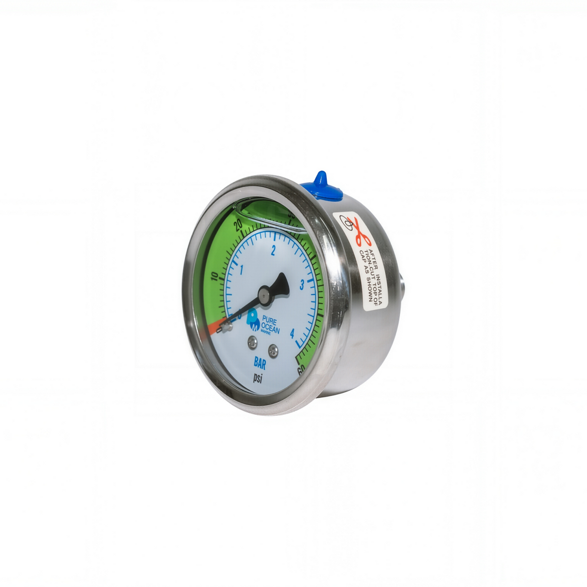 Low-pressure Gauge, 0-60psi, SS316L, BSPT1/4''