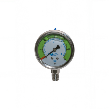 Low-pressure Gauge, 0-60psi, SS316L, BSPT1/4''
