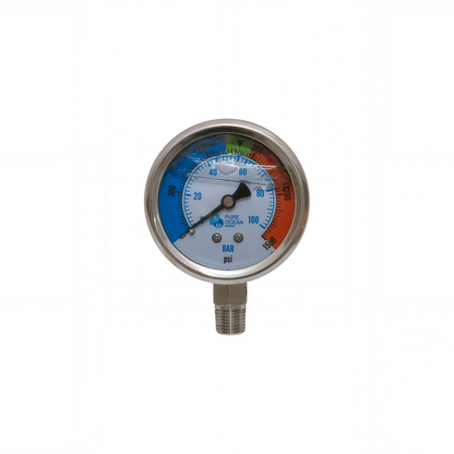 High-pressure Gauge, 0-1500psi, SS316L, BSPT1/4''