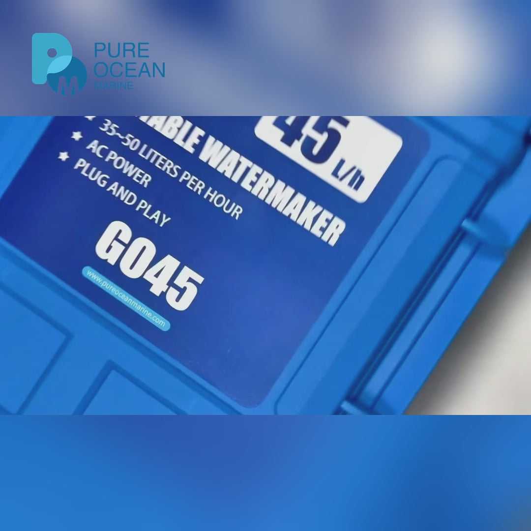 Load video: PureOcean Marine GO45 Portable Watermaker (12 GPH / 45 L/h)